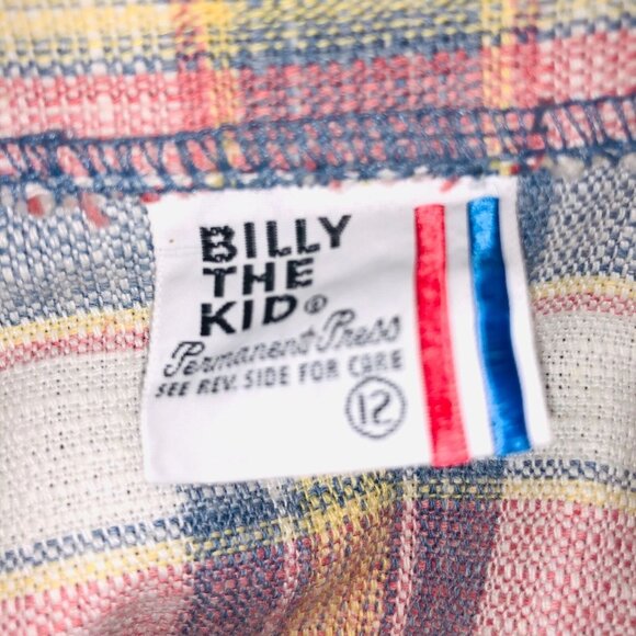 Vintage 50s Billy the Kid Boys Jacket Size 12 Blue Pink Plaid Western Rockabilly - Picture 7 of 8